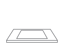 An icon of a true flush install cooktop. An icon of a true flush install cooktop.