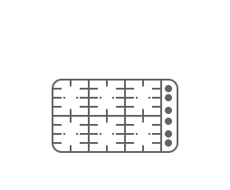 An icon of a 6 burner gas cooktop. An icon of a 6 burner gas cooktop.