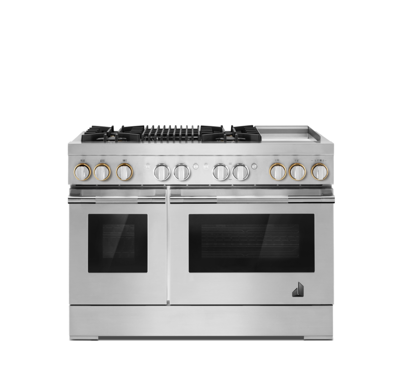 A JennAir® RISE™ Dual-Fuel Range.
