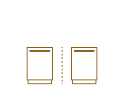 An icon of two dishwashers divided by a dashed line.
