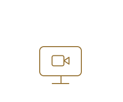 An icon of a computer screen with a video camera on the screen. 