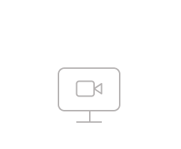 An icon of a computer screen with a video camera on the screen. 