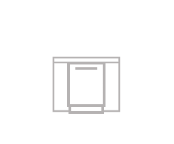 An icon of a traditionally installed dishwasher.