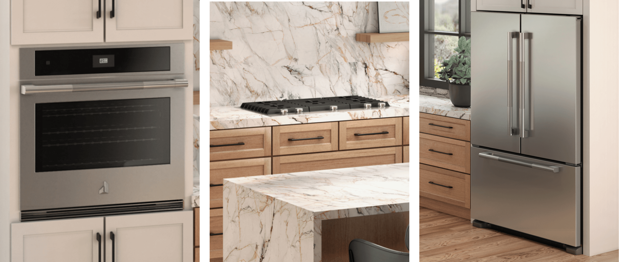 A contemporary luxury kitchen featuring a suite of JennAir® products.