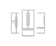 A trio of freestanding refrigerator icons.  A trio of freestanding refrigerator icons.