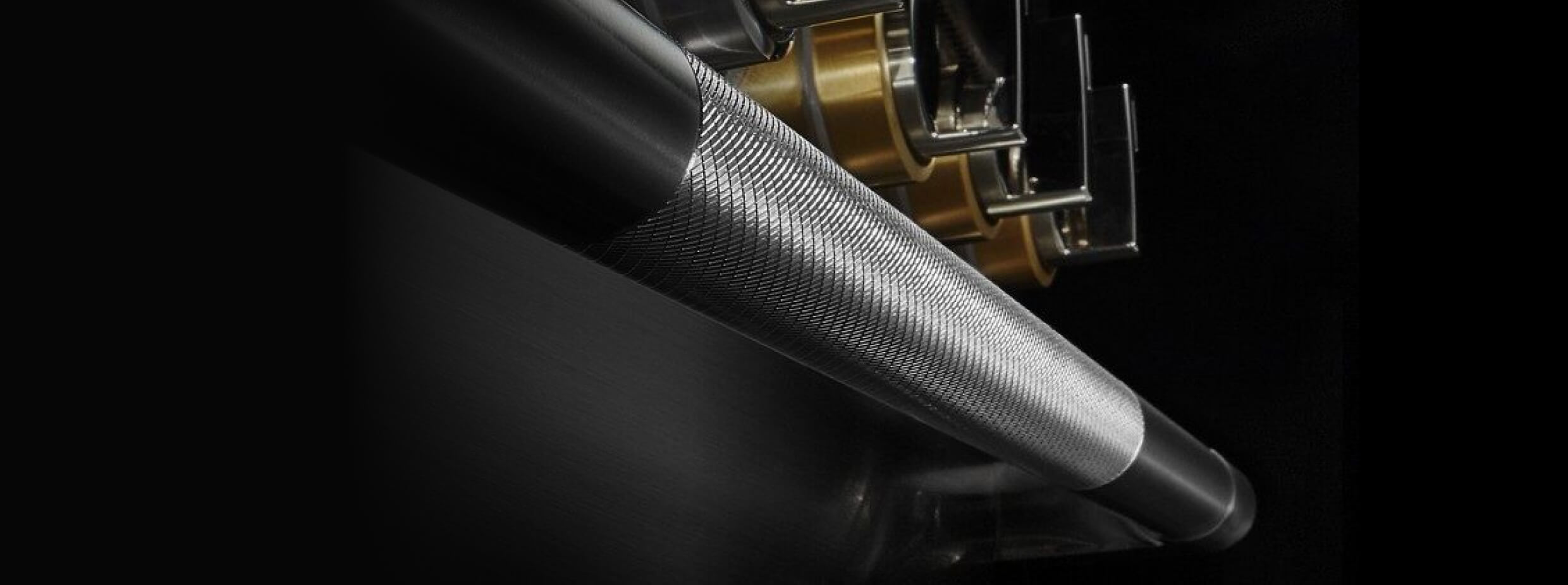 A close up of the knurling on the handle of a RISE™ Range.