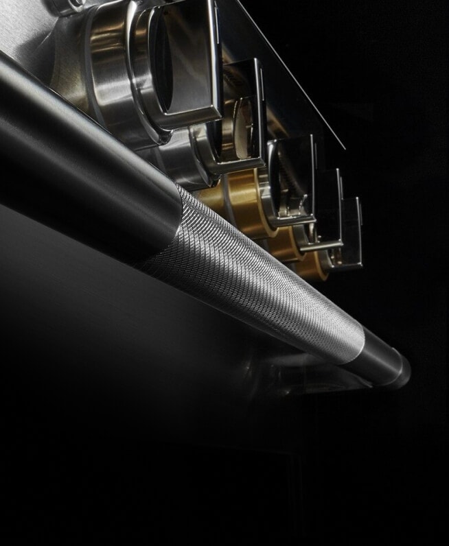 A close up of the knurling on the handle of a RISE™ Range.