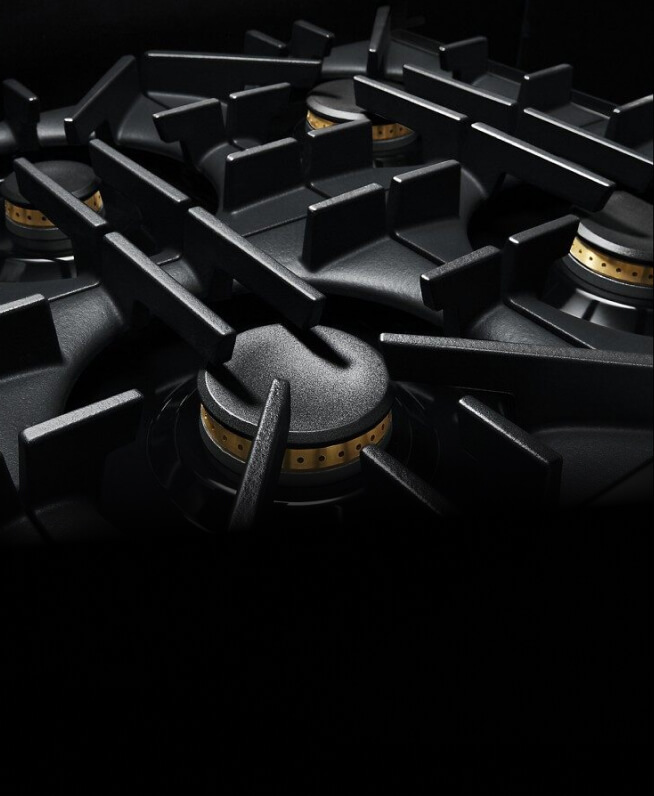 A close up of the geometric grates of a RISE™ Range.