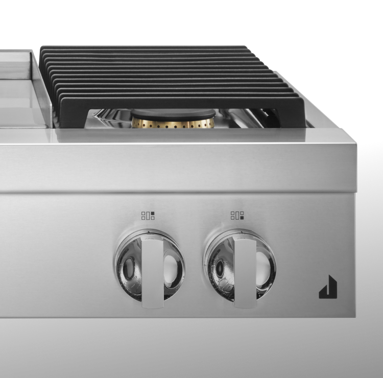 A NOIR™ JennAir® Gas Rangetop.