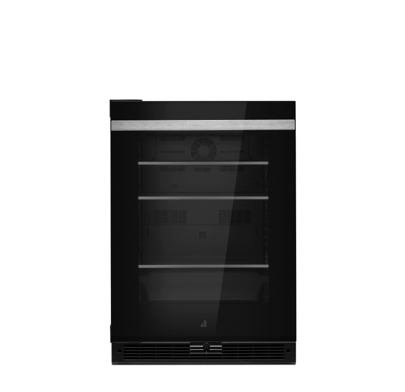 A 24" NOIR™ Glass Door Refrigerator.