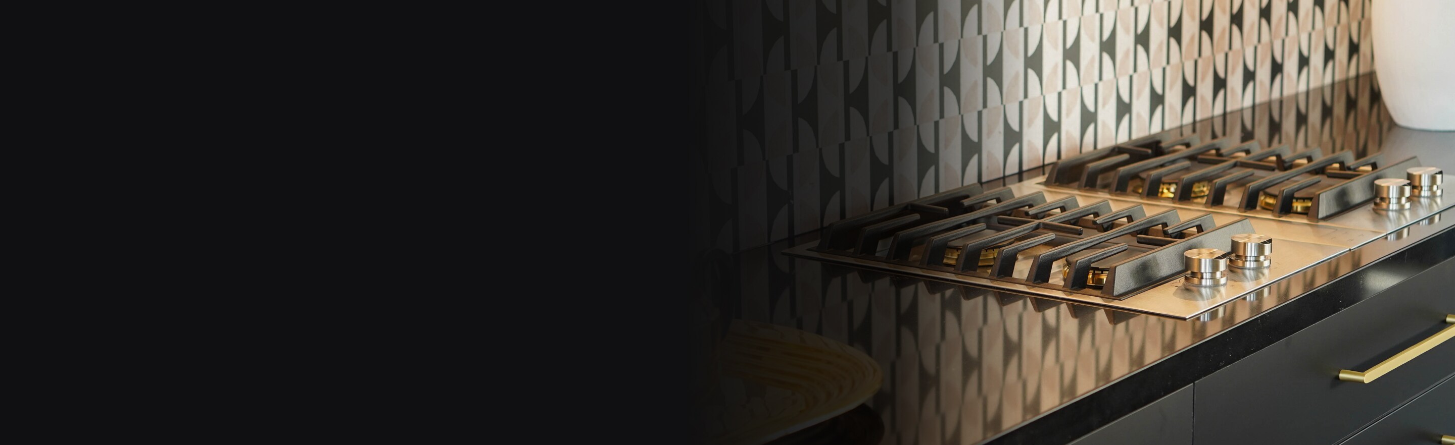 A JennAir® Gas Cooktop in a kitchen.