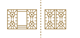 An icon of two gas rangetops divided by a dashed line.