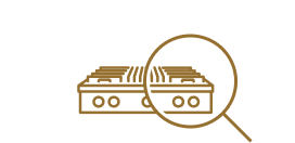 A magnifying glass over a JennAir® Rangetop.