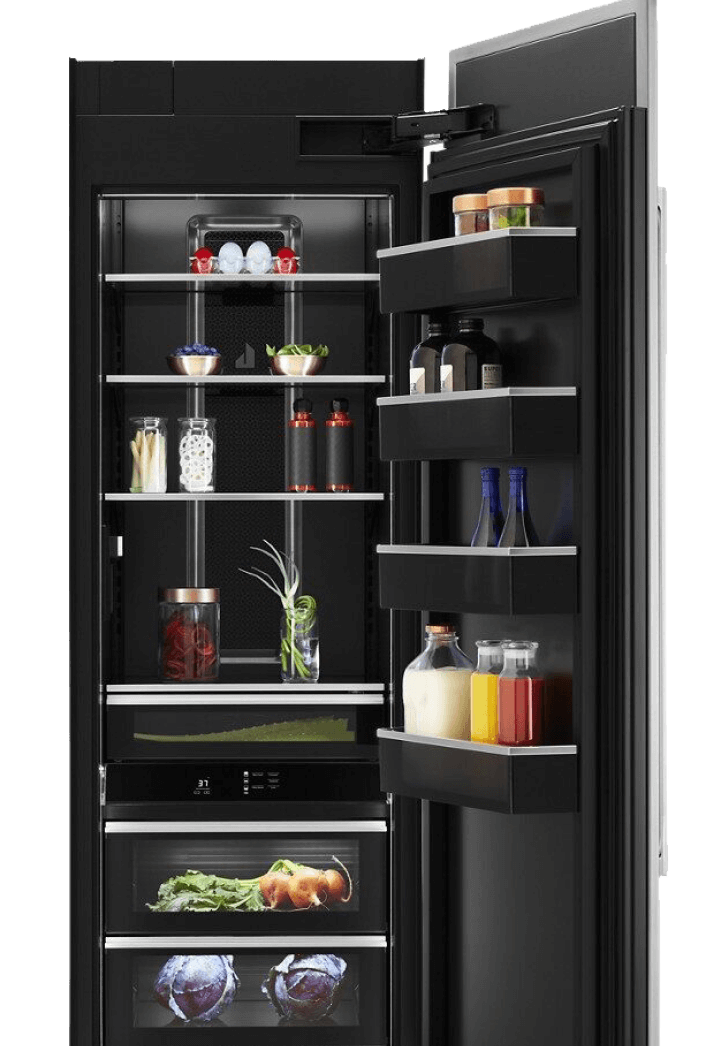 An open JennAir® Column, propped with vibrant ingredients.