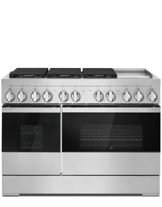 A JennAir 48" NOIR™ Dual-Fuel Range.