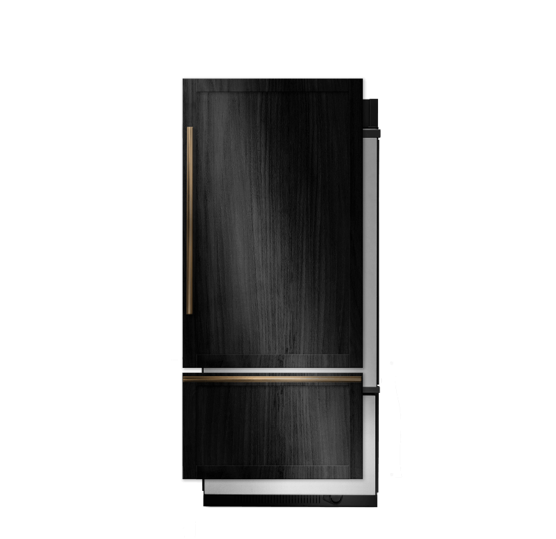 A 36-inch Panel-Ready Built-In Bottom-Freezer Refrigerator.