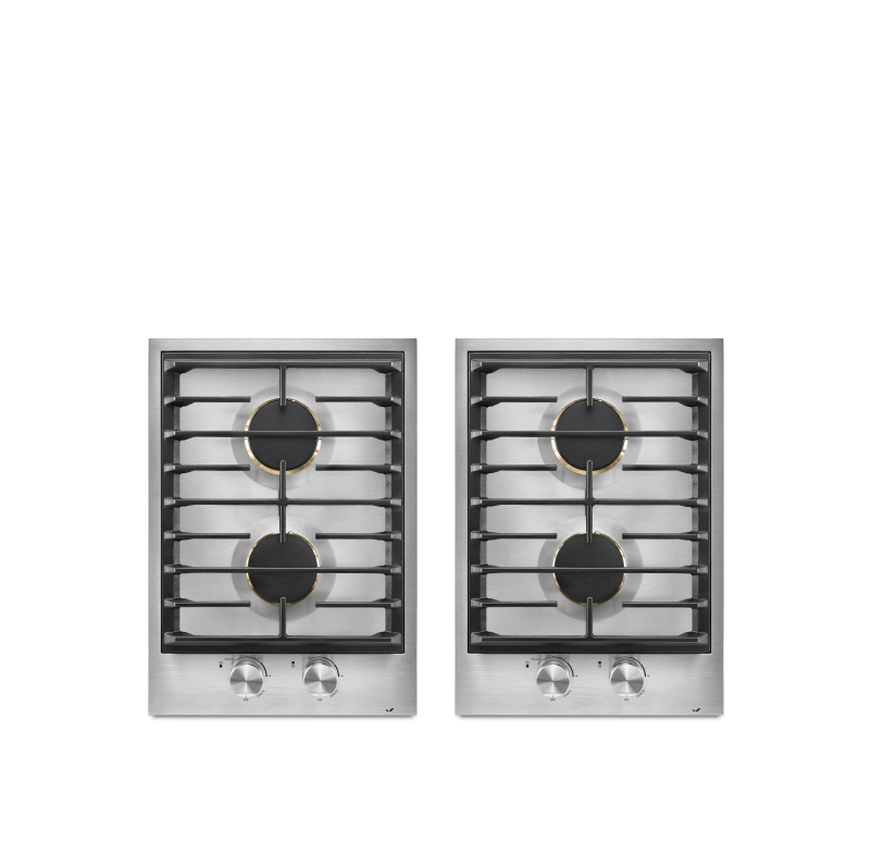 A 15-inch stainless gas custom cooktop.