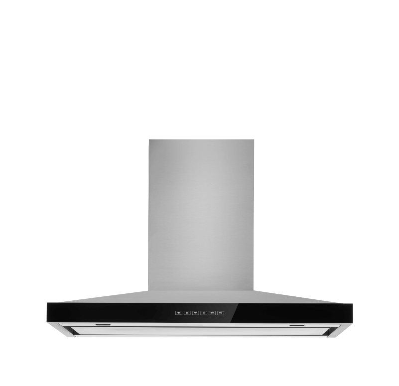 A 36-inch stainless steel canopy wall hood.