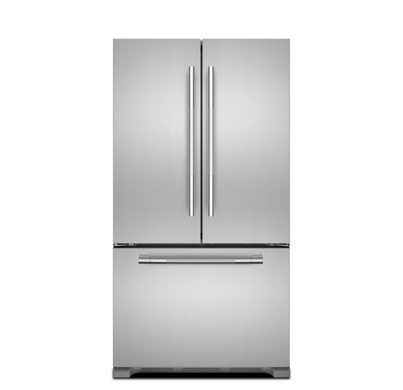 A 36-Inch French Door Freestanding Refrigerator.