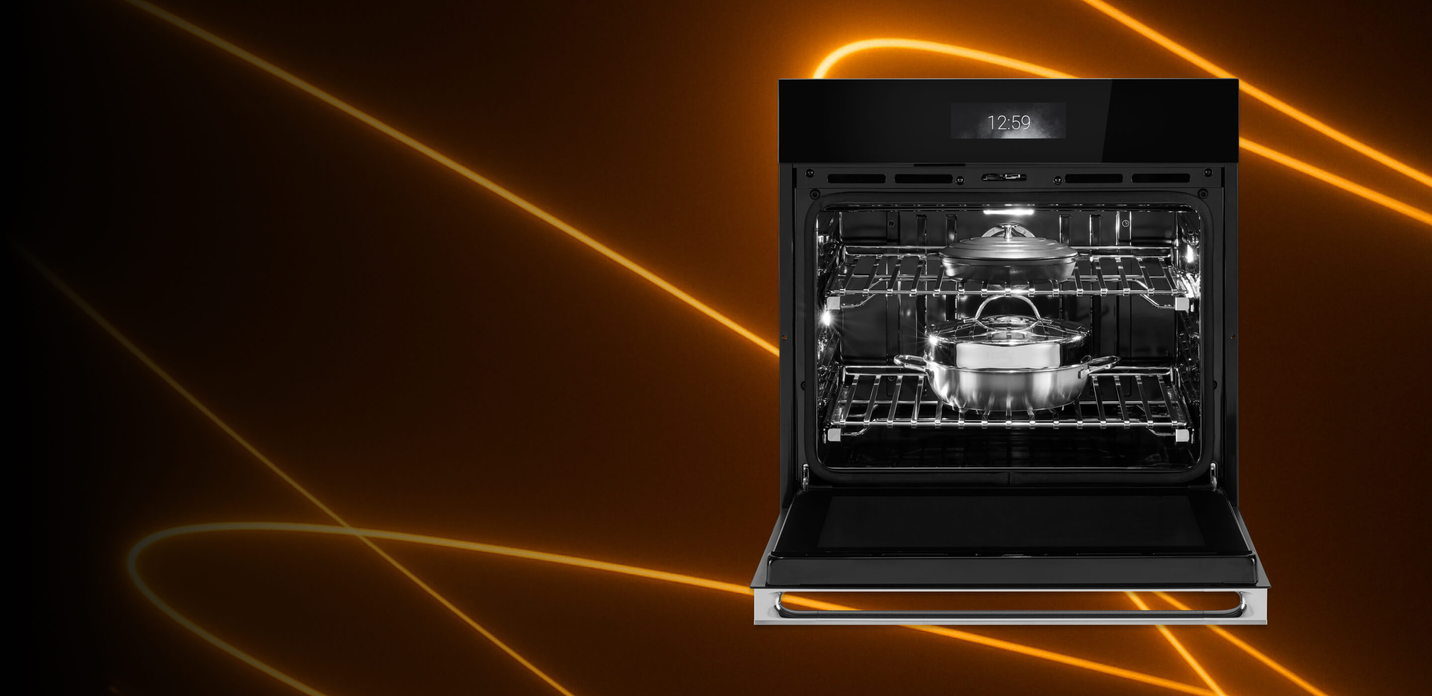 An open JennAir wall oven.