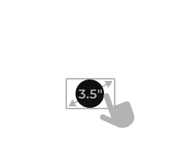 An icon of a hand interacting with a 3.5" Touch Screen.