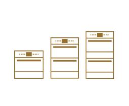 An icon of three wall ovens.