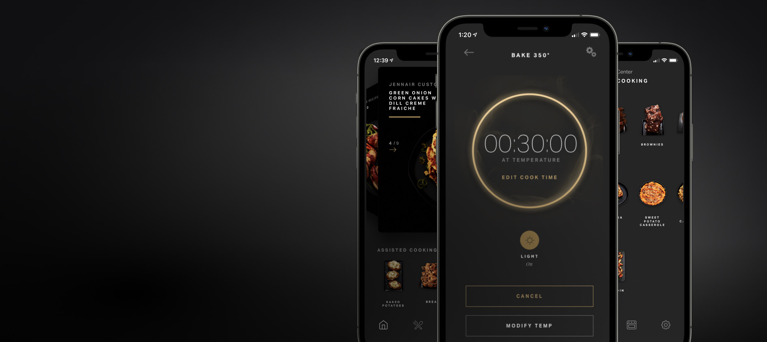 Smartphones showing different capabilities of the Culinary Center app. Smartphones showing different capabilities of the Culinary Center app.