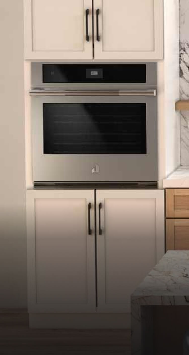 A contemporary kitchen with JennAir® appliances. A contemporary kitchen with JennAir® appliances.
