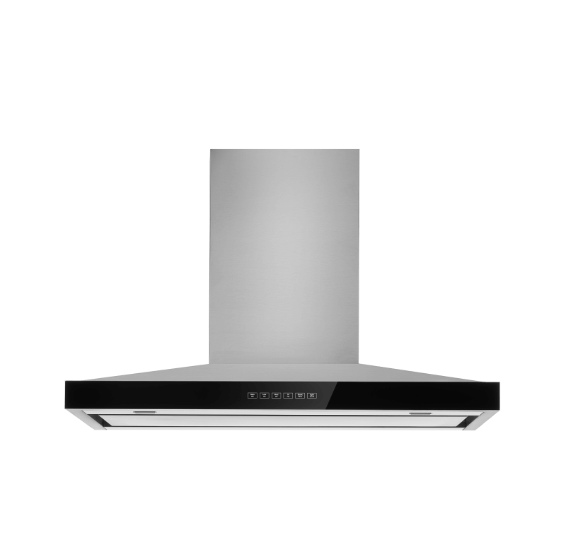 A 36-inch stainless steel canopy wall hood.