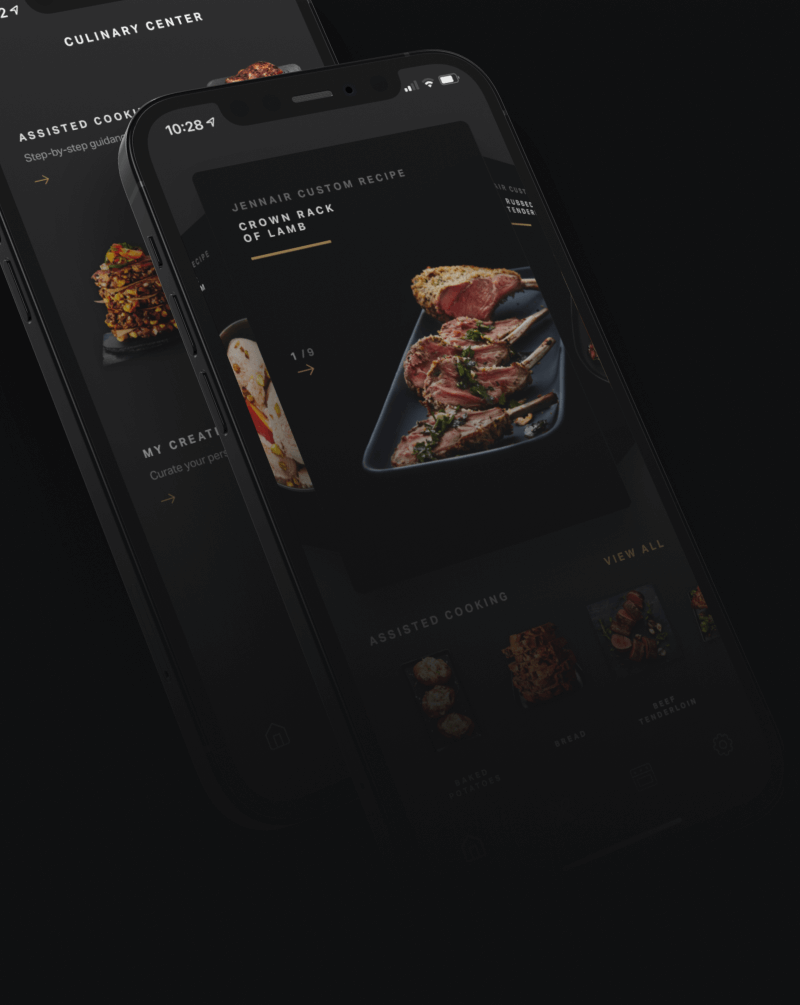 The home screen experience on the JennAir app.