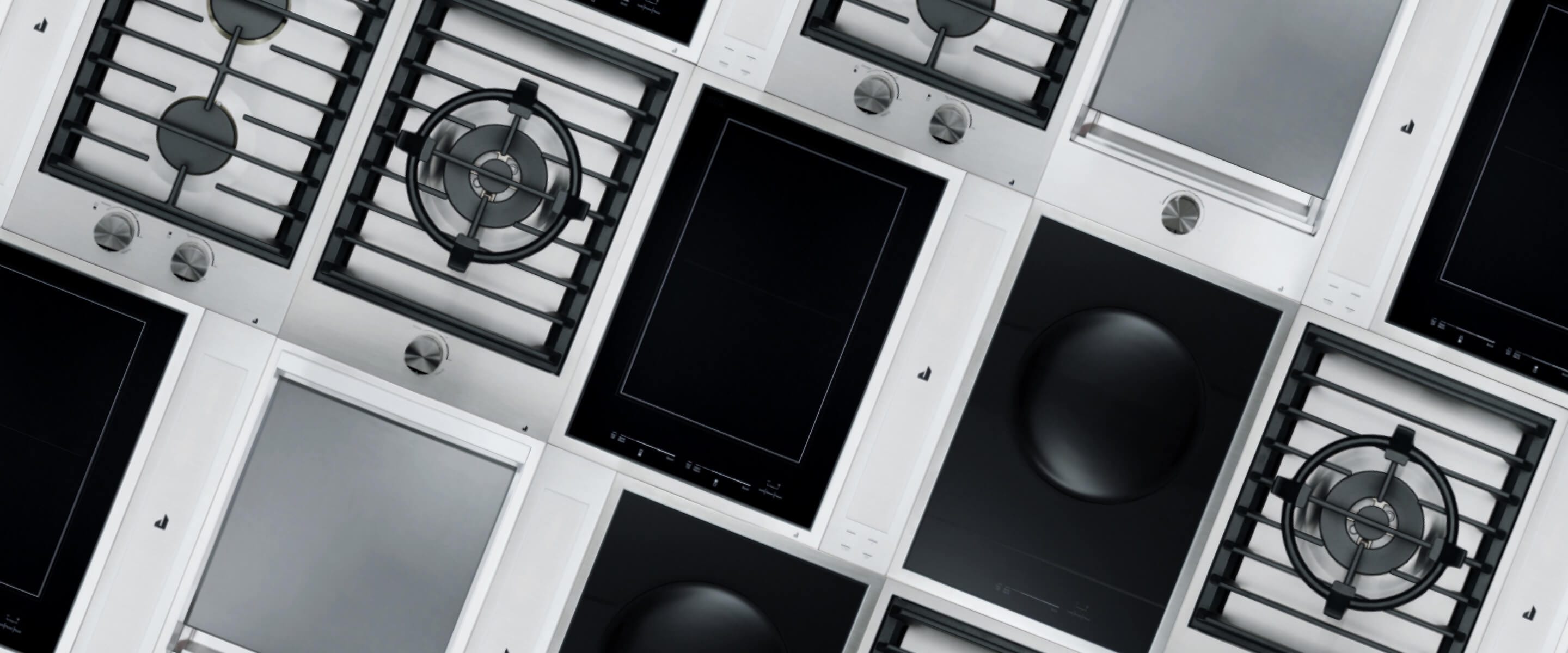 An assortment of JennAir Custom Cooktops.