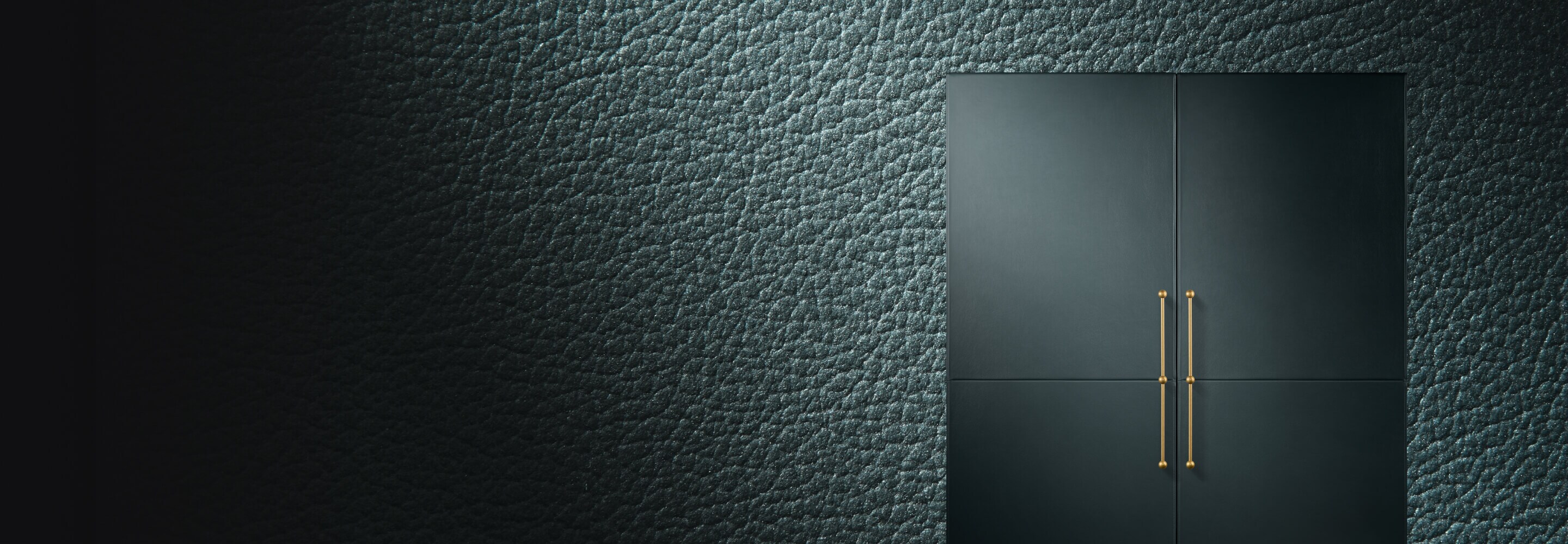 Mystic Leather Panels on a pair of Columns against a background of the leather's texture.