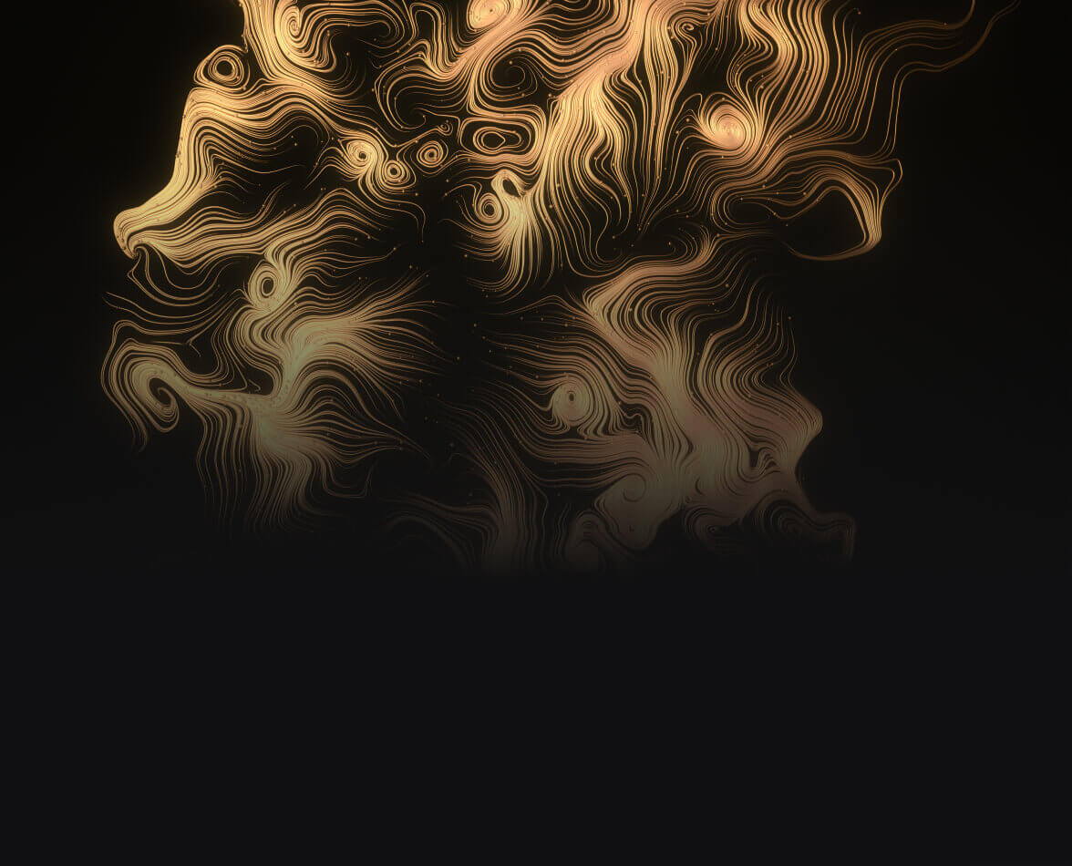Golden tendrils on a black background.