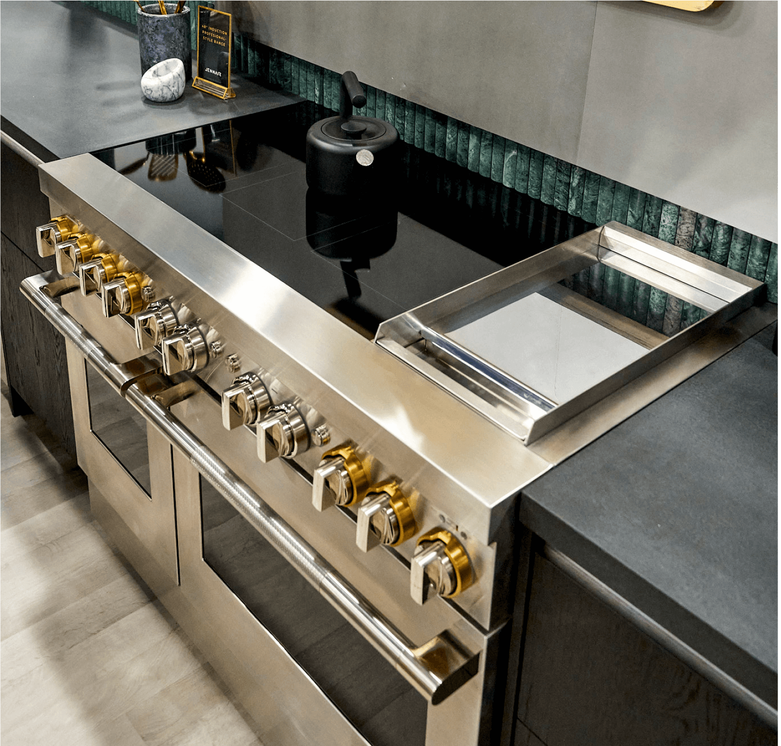 The new JennAir® 48-inch induction professional range at KBIS 2024.