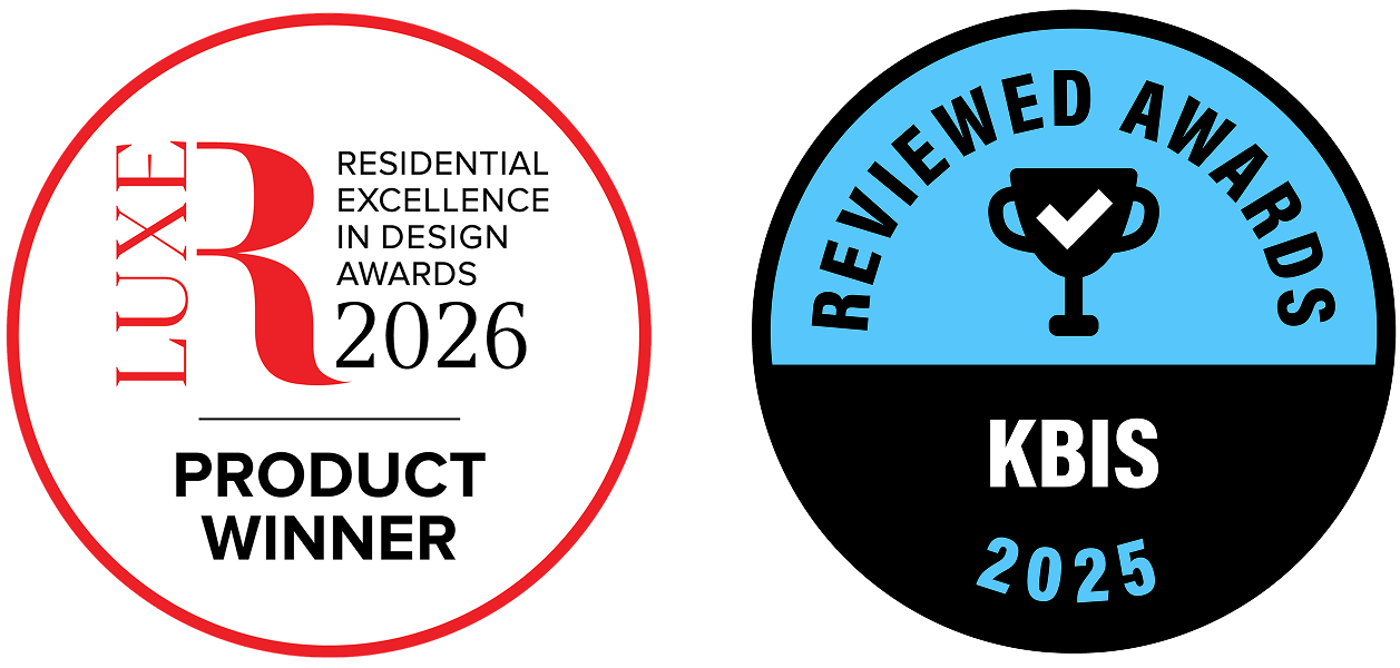 The Reviewed Awards for KBIS 2025 Logo and 2026 Luxe Red Product Award Winner Logo