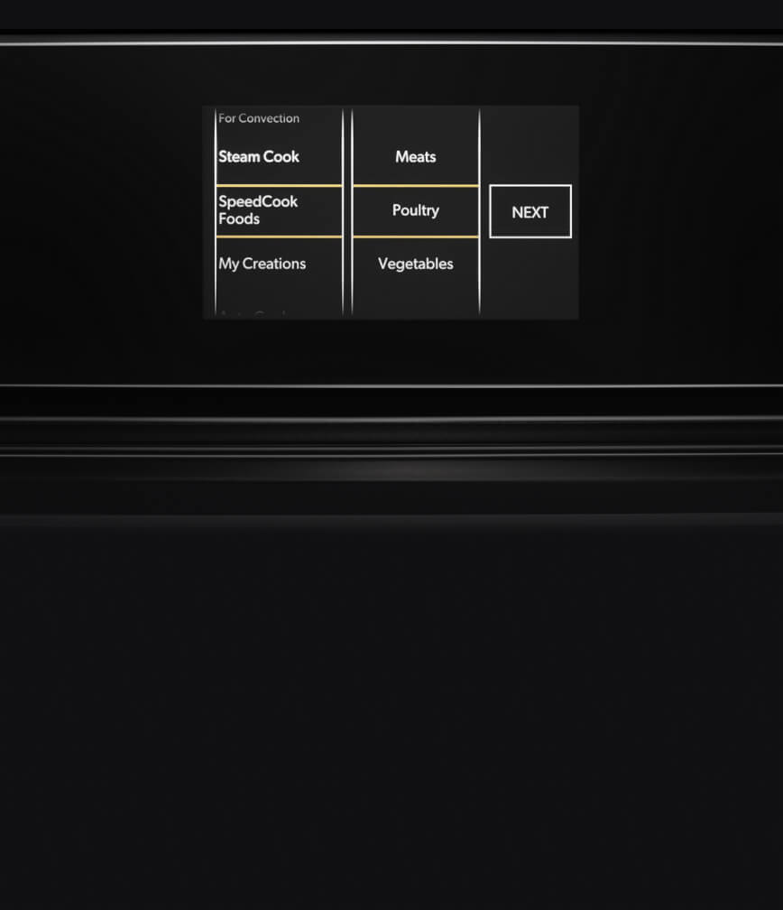 The LCD display on the built-in microwave or speed oven.