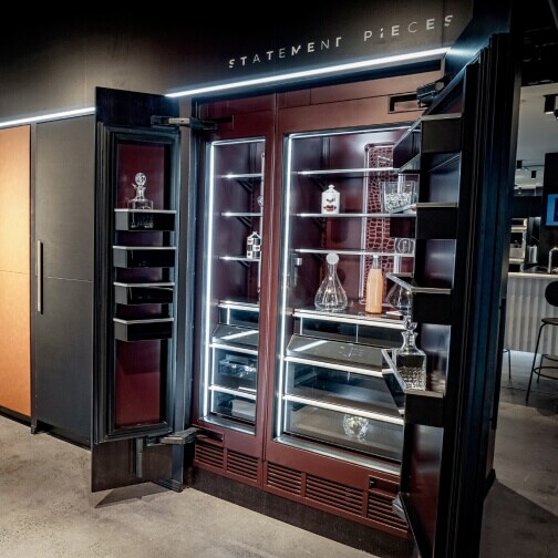 The interior of the JennAir Burlesque columns at the pop-up showroom. 