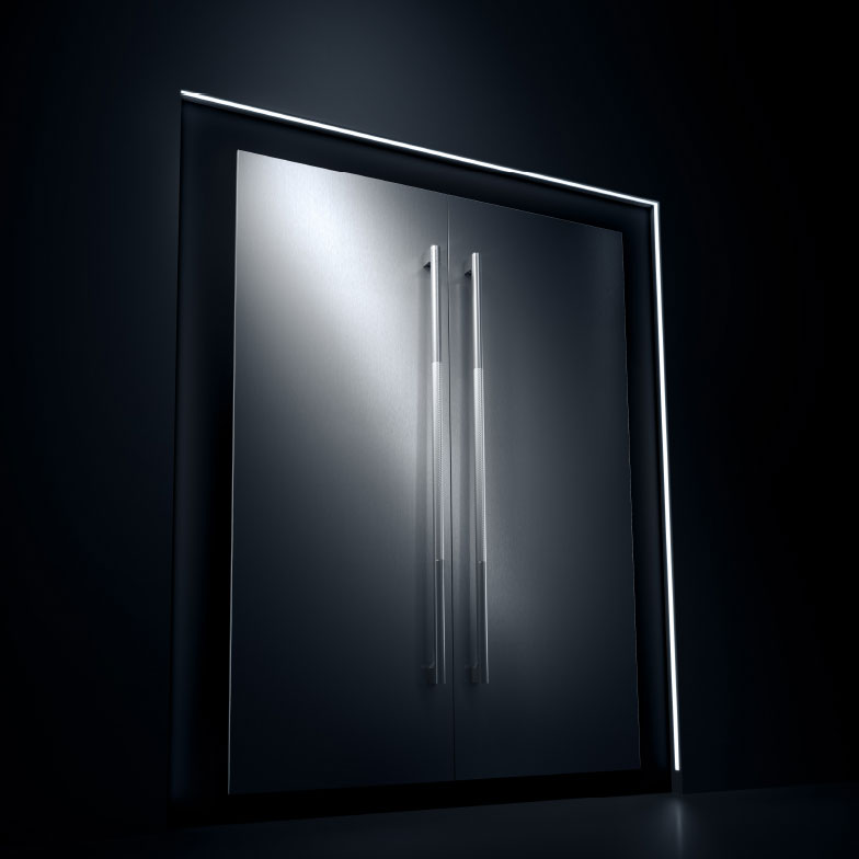 The exterior of JennAir built-in refrigerators. 