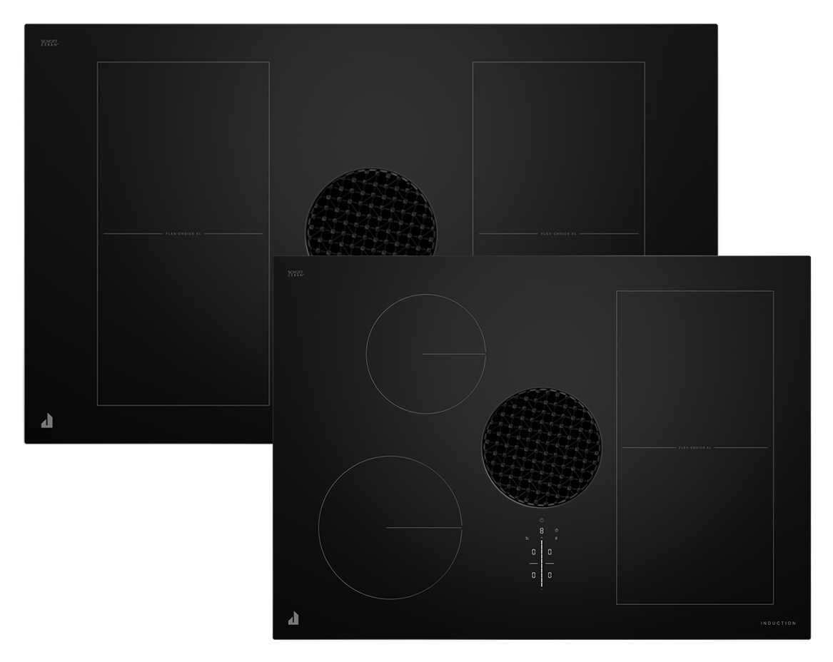A pair of induction downdraft cooktops.