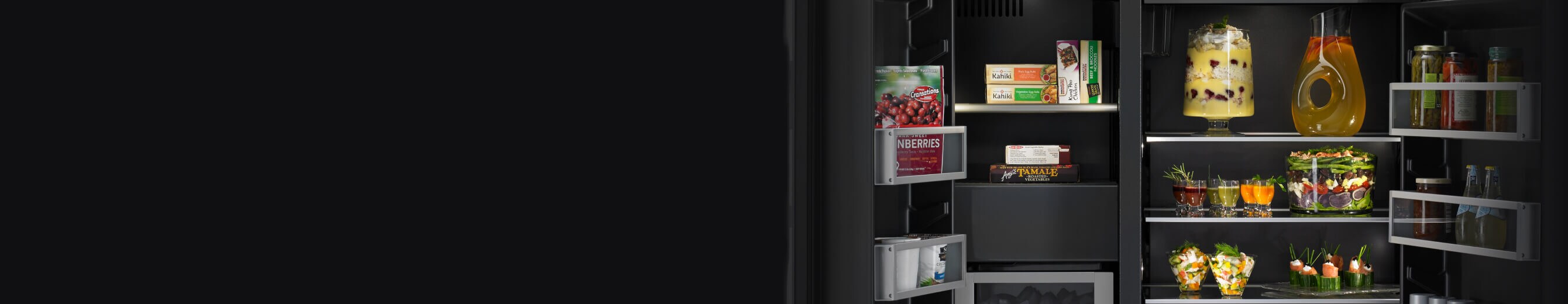The inside of a JennAir® Side-by-Side Refrigerator