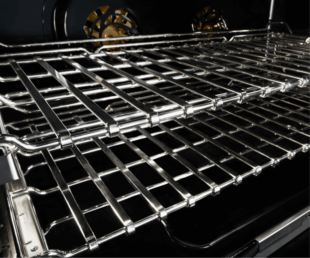 The racks on the interior of the main oven.