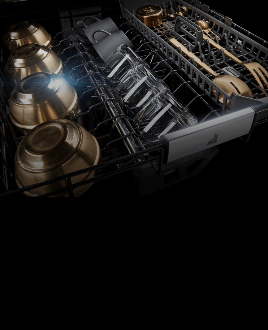 The 3rd rack of a dishwasher propped with dishes.