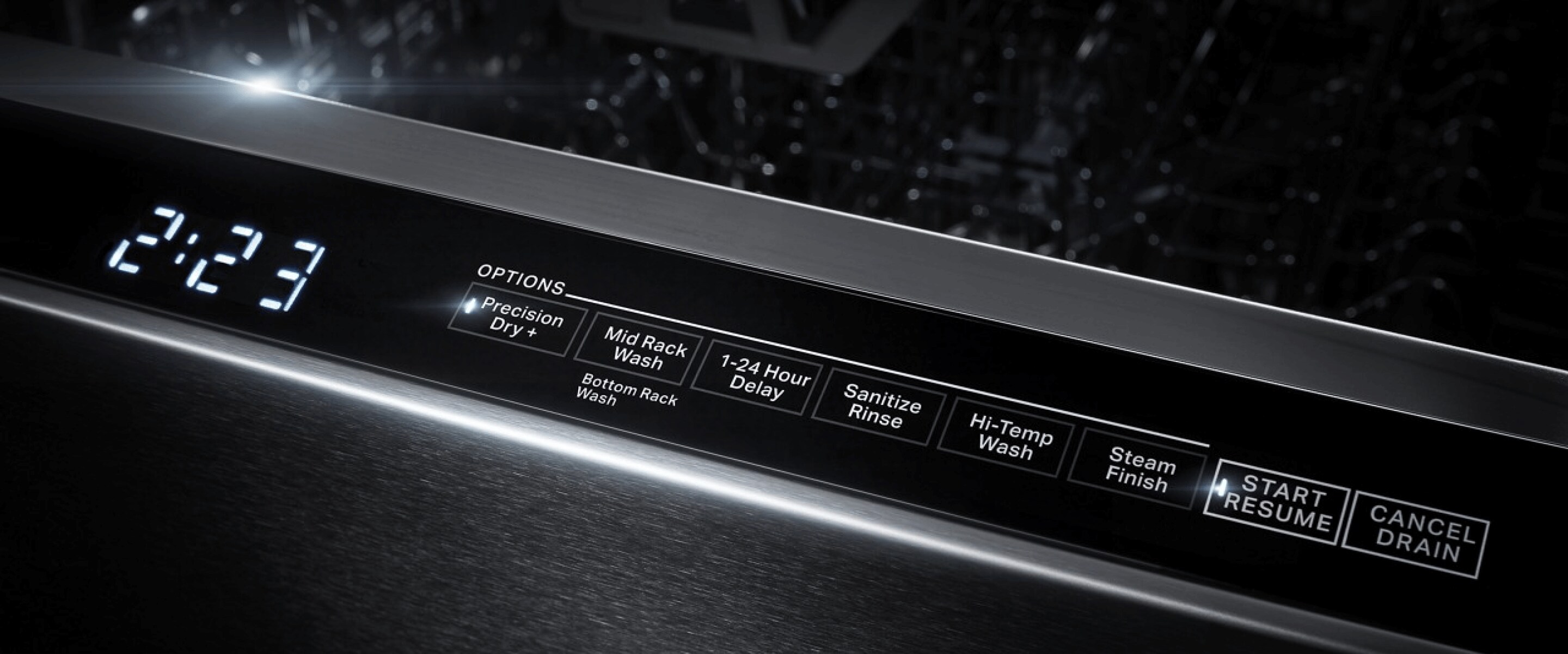 The console of a JennAir® dishwasher.