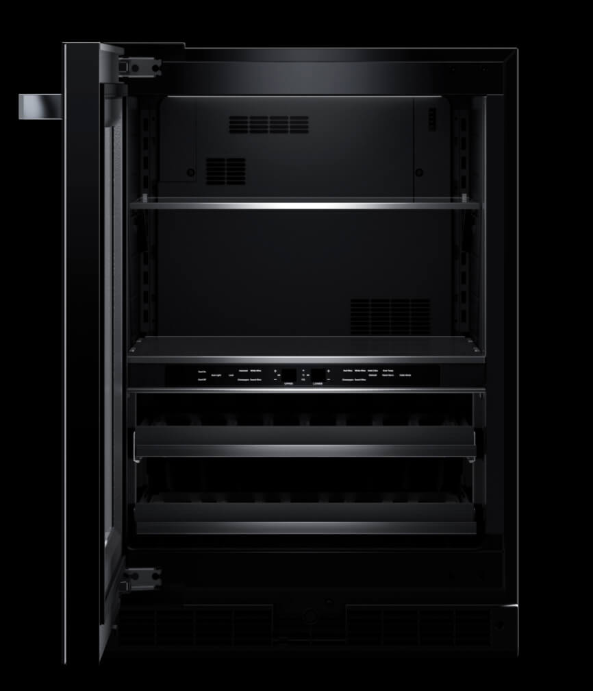 The interior of a JennAir® beverage center.