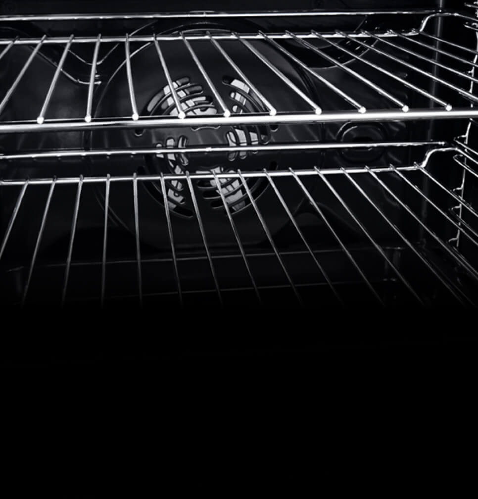 Racks and the fan inside of the JennAir® 24-inch wall oven.