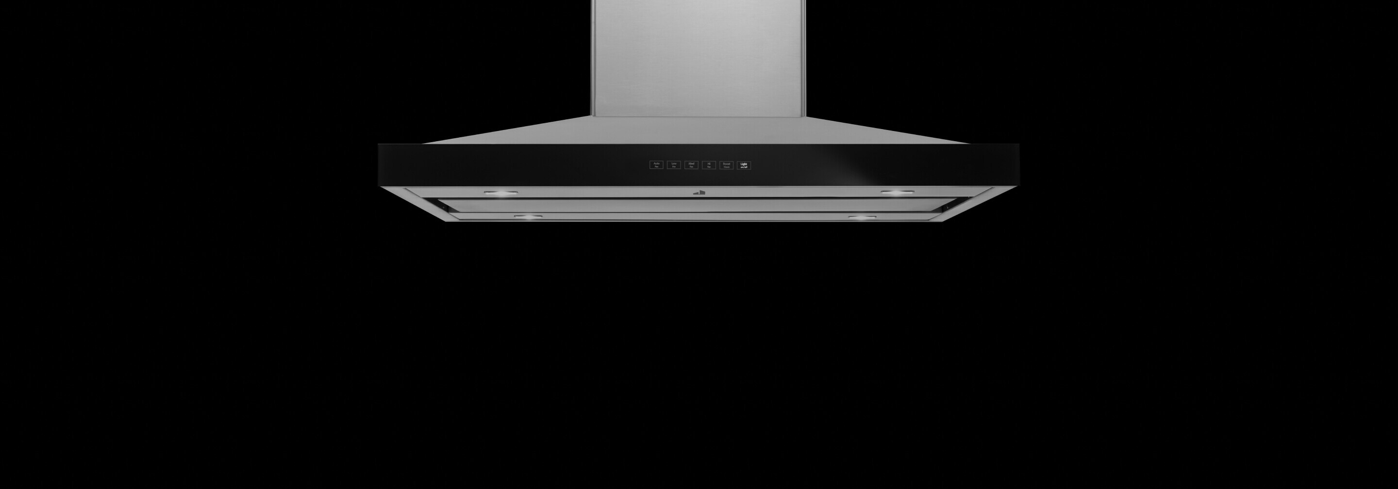 The underside of an island-mount ventilation hood.