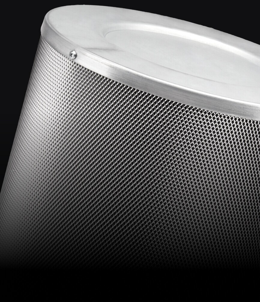 A stainless steel baffle filter.