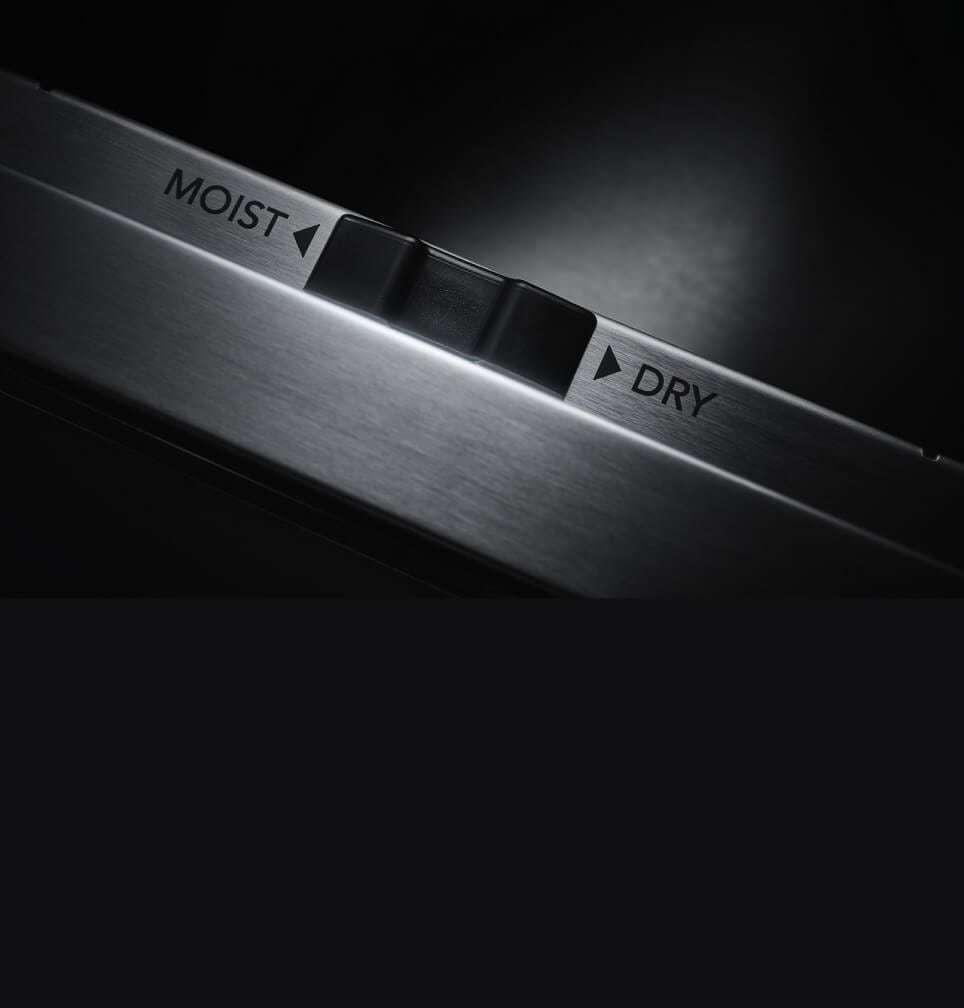 The humidity slide control in a JennAir® warming drawer.