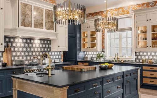 A luxury kitchen island designed for entertaining.