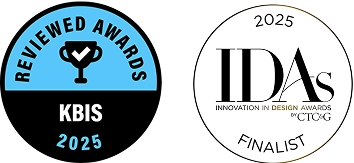 The Reviewed Awards for KBIS 2025 Logo and the IDA awards logo.